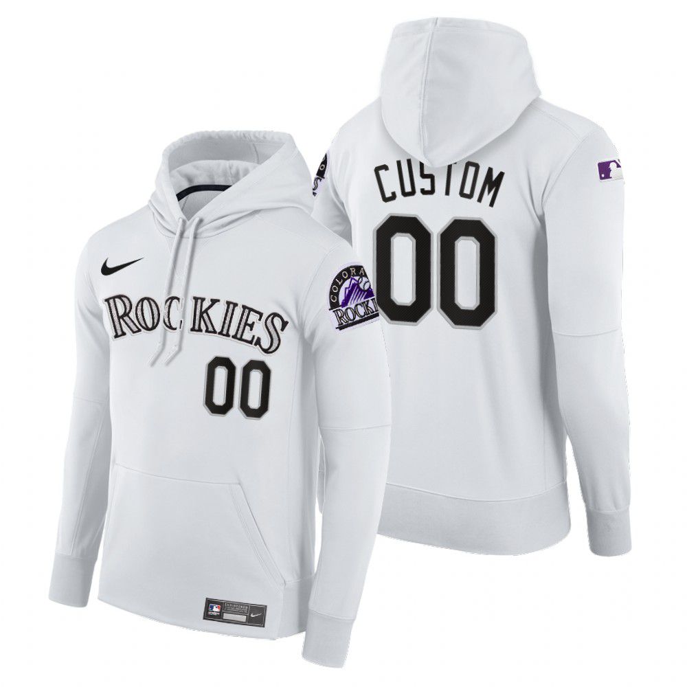 Men Colorado Rockies #00 Custom white home hoodie 2021 MLB Nike Jerseys